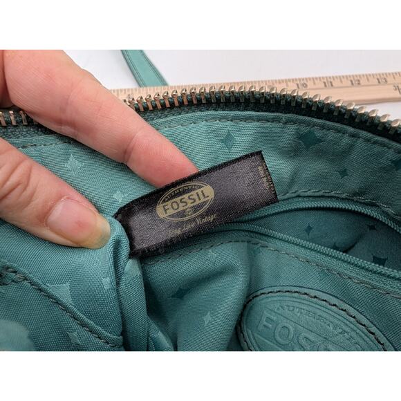 Fossil Marlow Teal Blue Green Crossbody Bag Leather Adjustable Strap ** - Picture 5 of 12